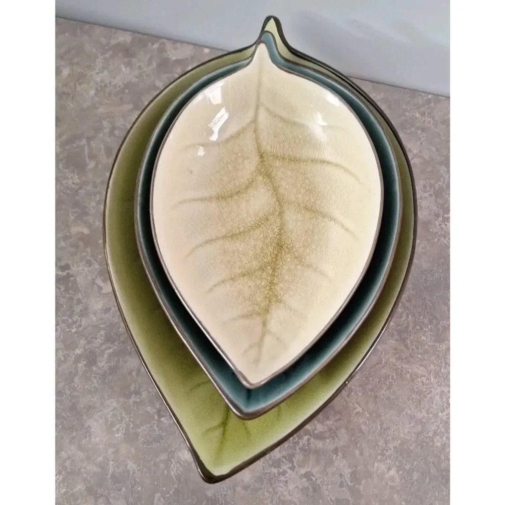 Pier 1 Imports Leaf Shaped Stoneware Nesting Bowls
